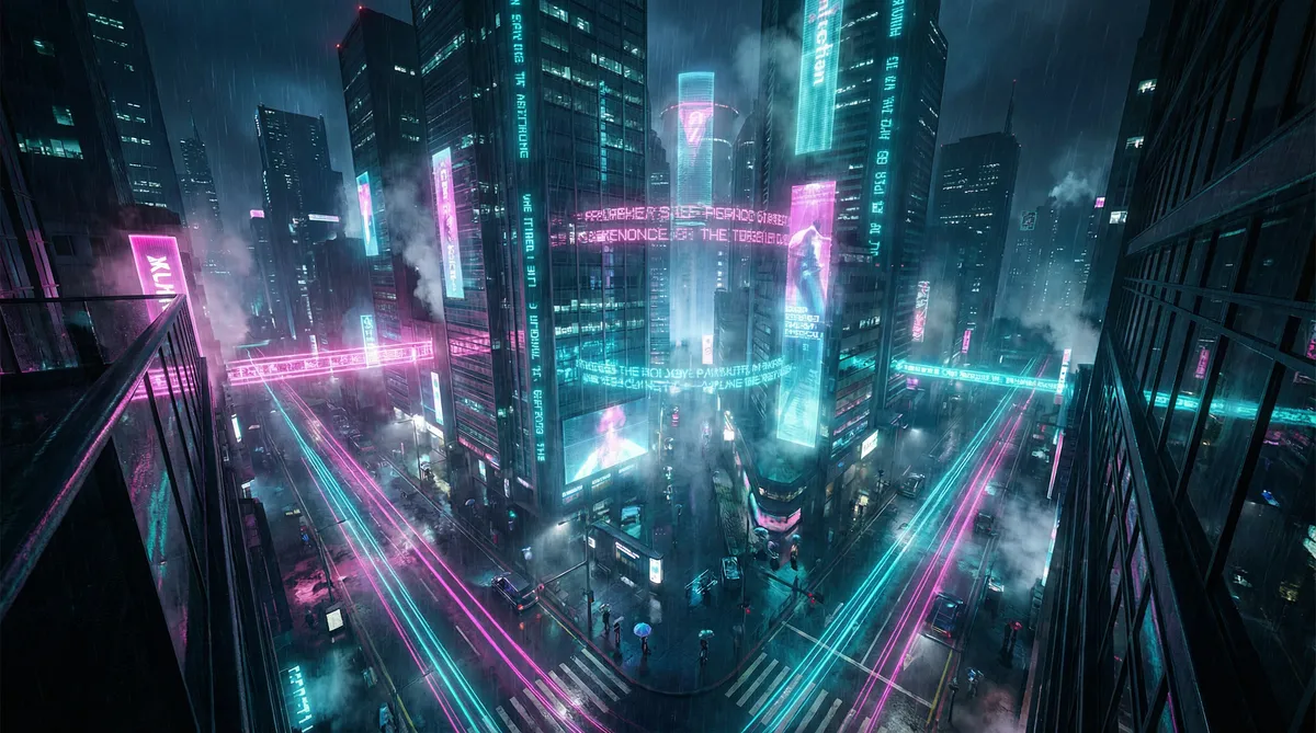 最终痴汉电车next 竖屏短剧平台首页背景 - 赛博朋克都市夜景
